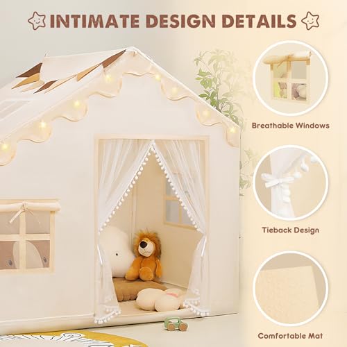 Kids Play Tent with Mat and Star Lights Y880545