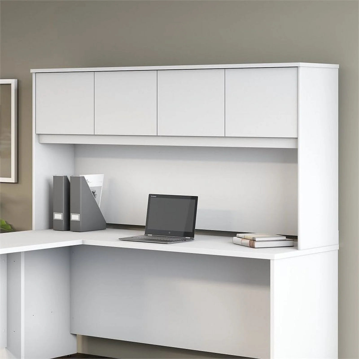 White 4 Door Engineered Wood Hutch D1488