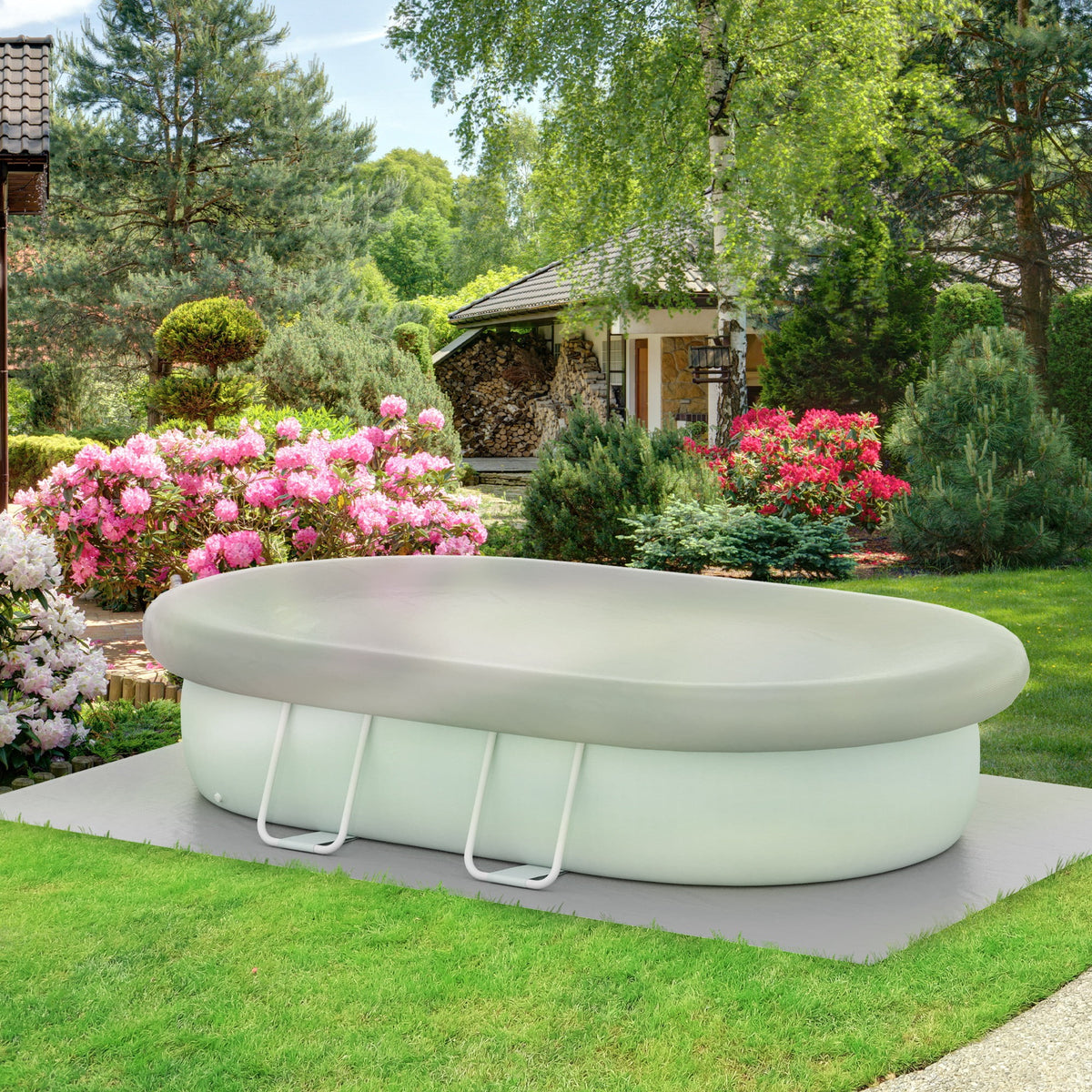 Brown Semi-Inflatable Frame Swimming Pool N45760