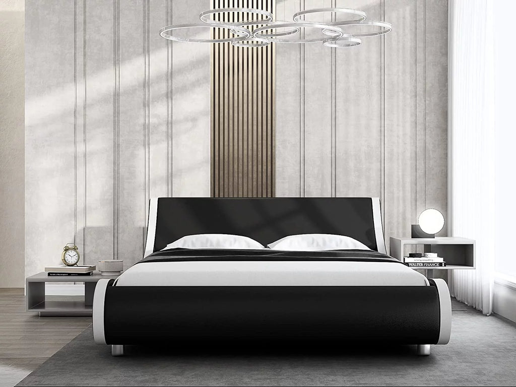 Queen Size Platform Bed Frame with Adjustable Headboard Q668955