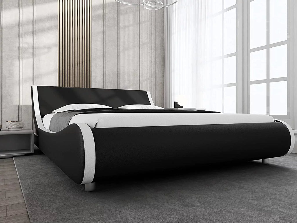 Queen Size Platform Bed Frame with Adjustable Headboard Q668955