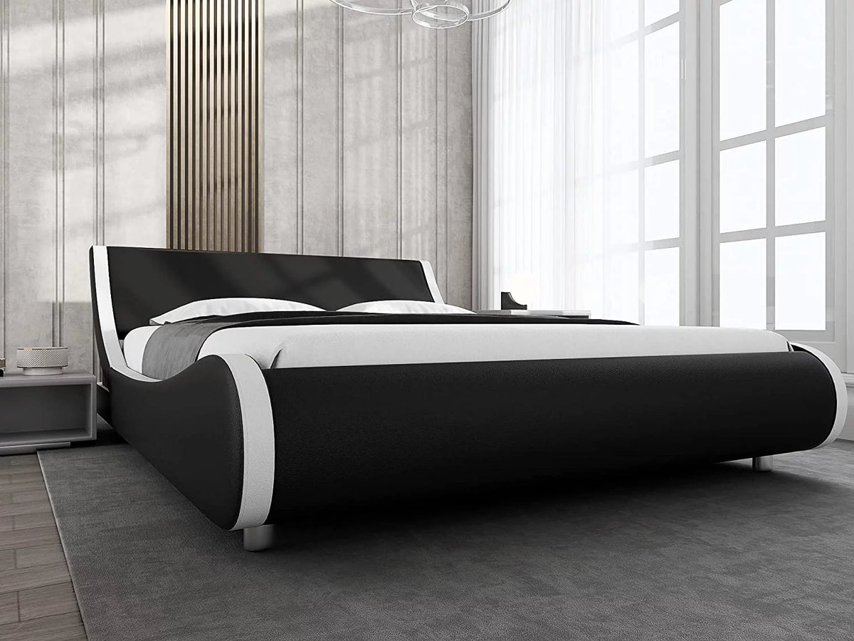 Queen Size Platform Bed Frame with Adjustable Headboard Q668955